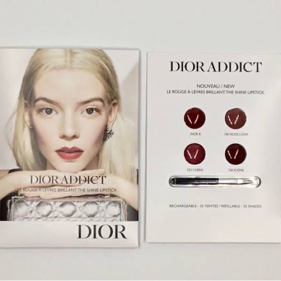NEW Dior Addict Le Rouge Shine Lipstick Sample Card 4 Shades With Brush - Picture 5 of 6